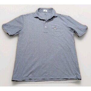 Johnnie O Hanging Out Polo Shirt Mens Medium Ga Tech Blue Striped Golf Casual
